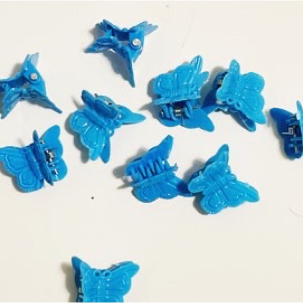 mini butterfly hair clips 🦋 blue - set of 3 💙 retro colorful 90’s hair style